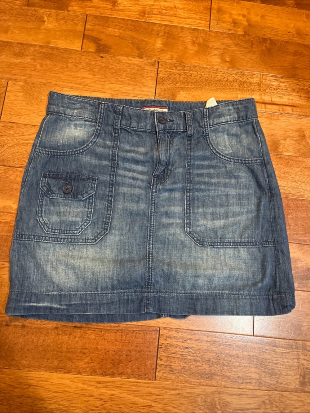 Tommy Hilfiger Denim Utility Cargo Skirt Y2K Vtg Inspired Blue Jean Mini Skirt